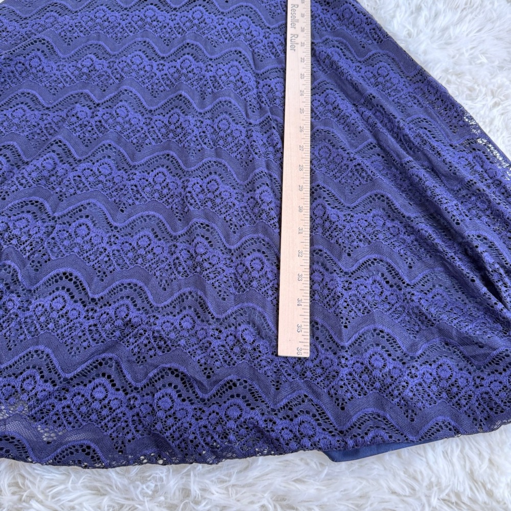 Signature by Sangria Purple Blue Lace Fit & Flare Dress Women's 10 Boatneck Chic - Picture 10 of 14